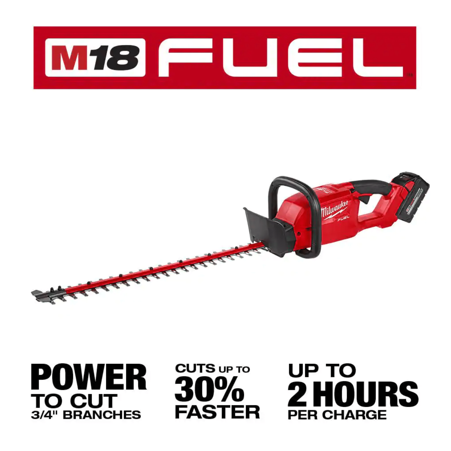 Milwaukee M18 FUEL 24 in. 18-Volt Lithium-Ion Brushless Cordless Hedge Trimmer Kit with 8.0 Ah Battery and Rapid Charger (2726-21HD)