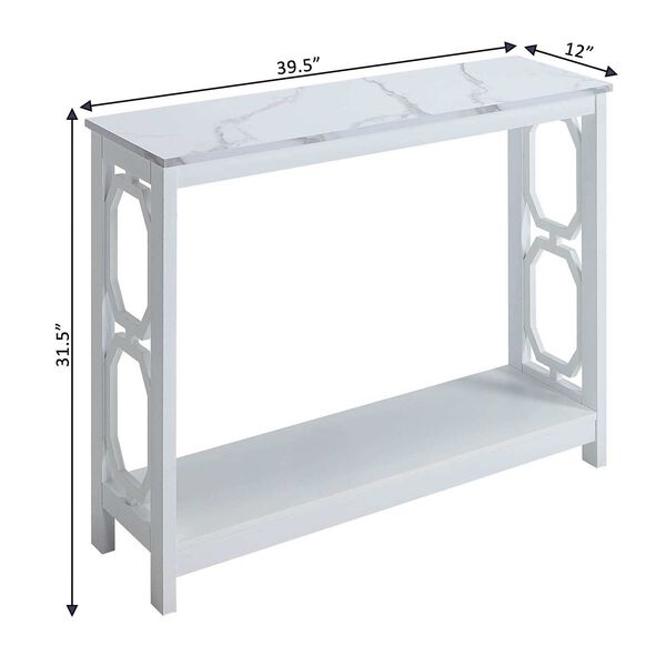 Omega White Faux Marble Console Table with Shelf