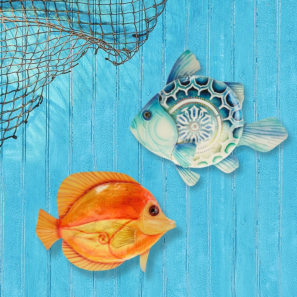 Handmade Orange Discus Fish Wall Decor (Philippines)   1 x 8 x 7