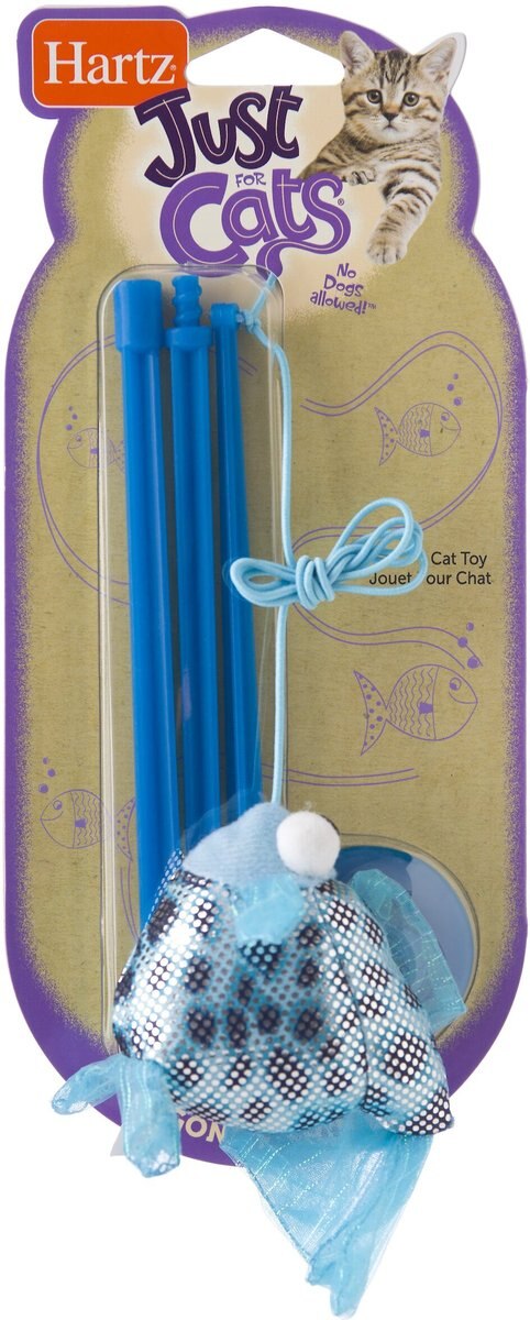 Hartz Just For Cats Gone Fishin' Cat Wand Toy with Catnip， Color Varies