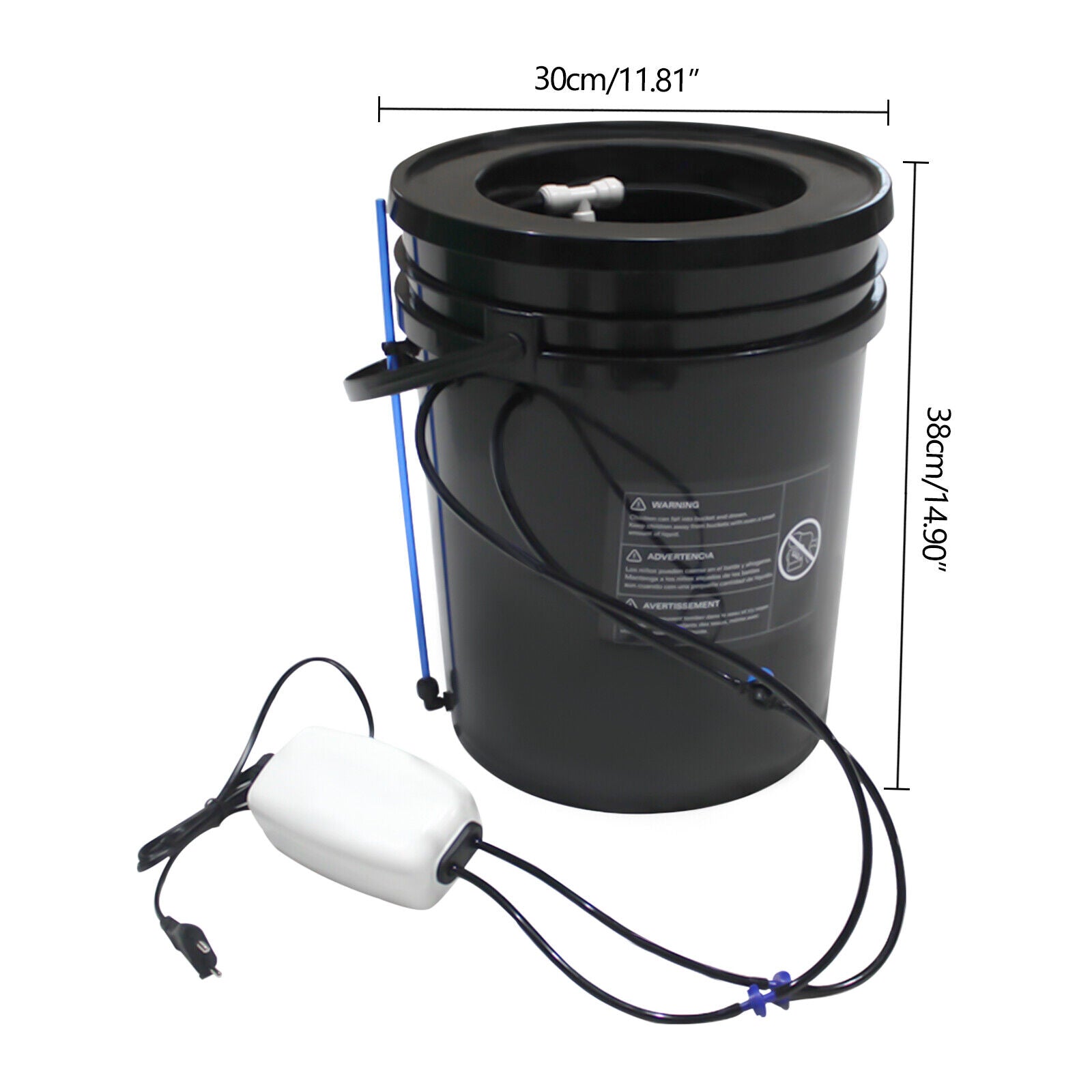 DENEST Deep Water Culture DWC Hydroponic Grow System Kit 5 Gallon Round Bucket Set 110V