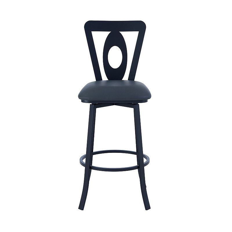 30 Inches Leatherette Barstool with Oval Cut Out， Black