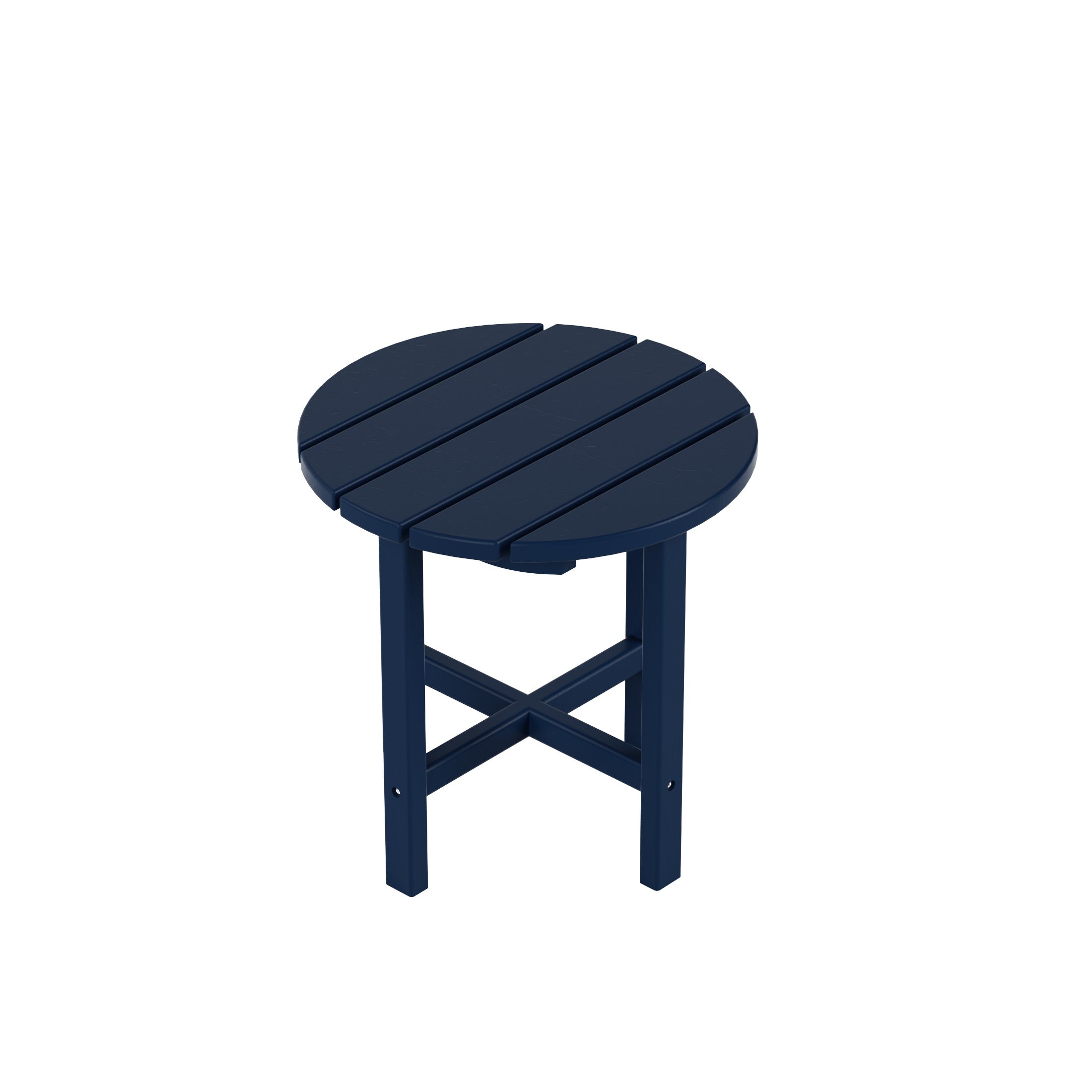 Garden 18 Inch Round Plastic Outdoor Patio Side Table, Navy Blue