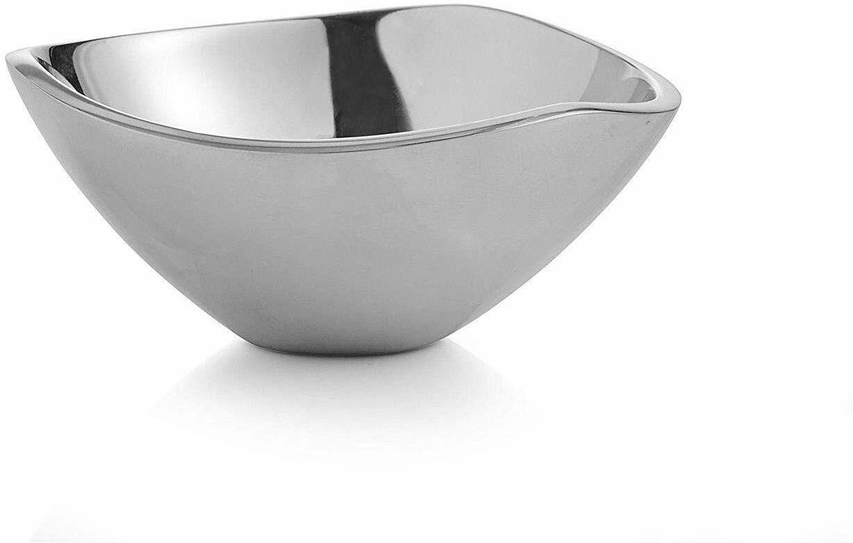 Nambe Mini Tri-Corner Alloy Metal Serving Bowl， Oven and Freezer Safe， Silver