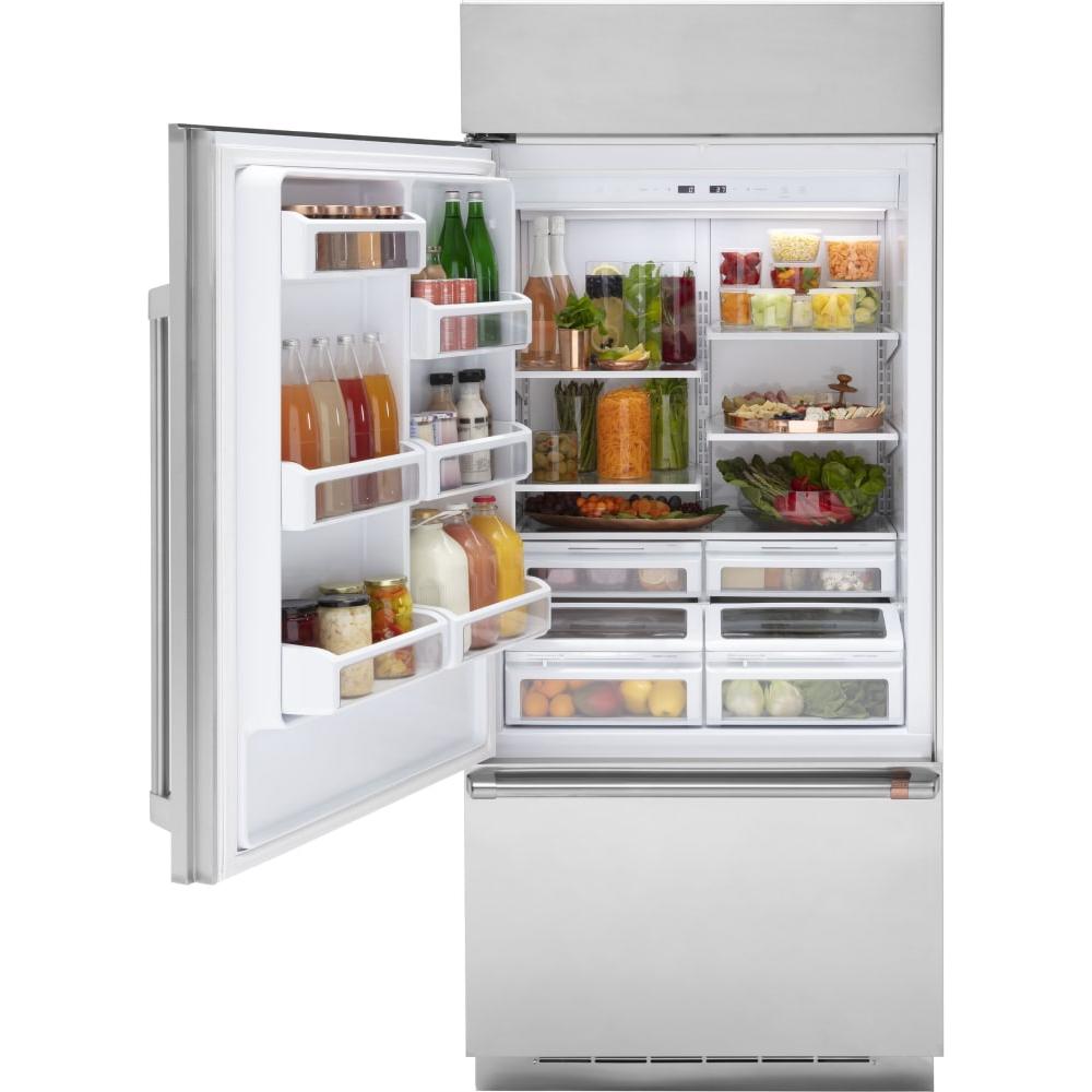 Café 36-inch, 21.3 cu.ft. Built-in Bottom Freezer Refrigerator with Wi-Fi Connect CDB36LP2PS1