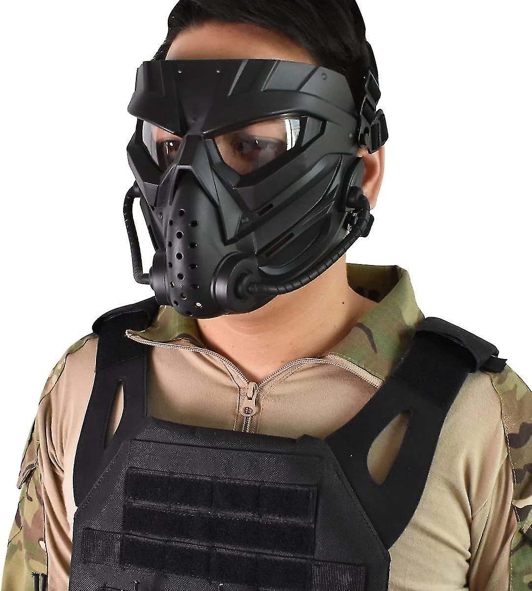 Airsoft/cycling Mask，outdoor Use，full Face Masks Tactical Anti-fog  Cosplay Halloweenblack，transparent