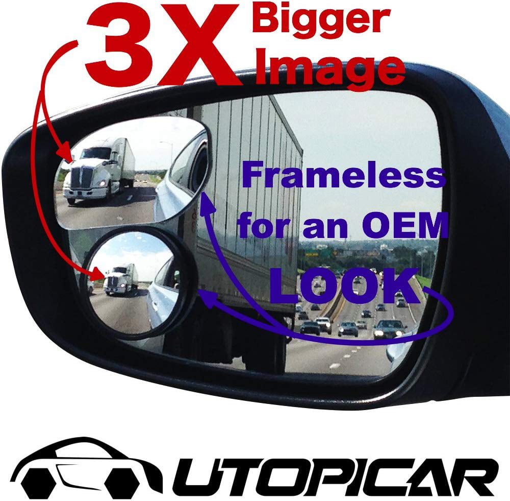 Utopicar Blind Spot Mirrors.Unique Design Car Door Mirrors/Mirror for Blind Side Engineered for Larger Image and Traffic Safety. Awesome View! Frameless Design (2 Pack)