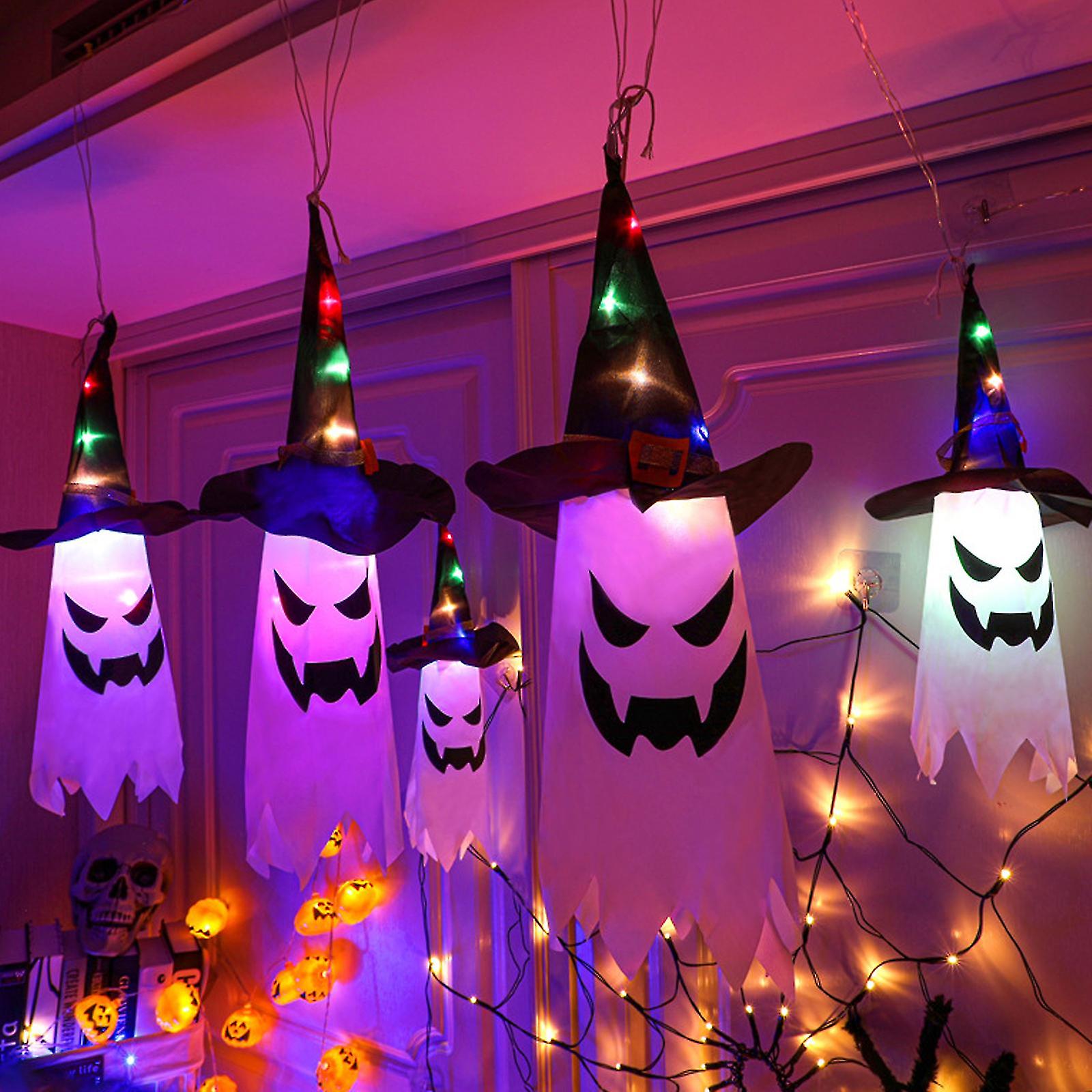 Halloween Led Pumpkin Lantern Lights Festival Decor， Battery Powered， Multicolor Ghost Lamp