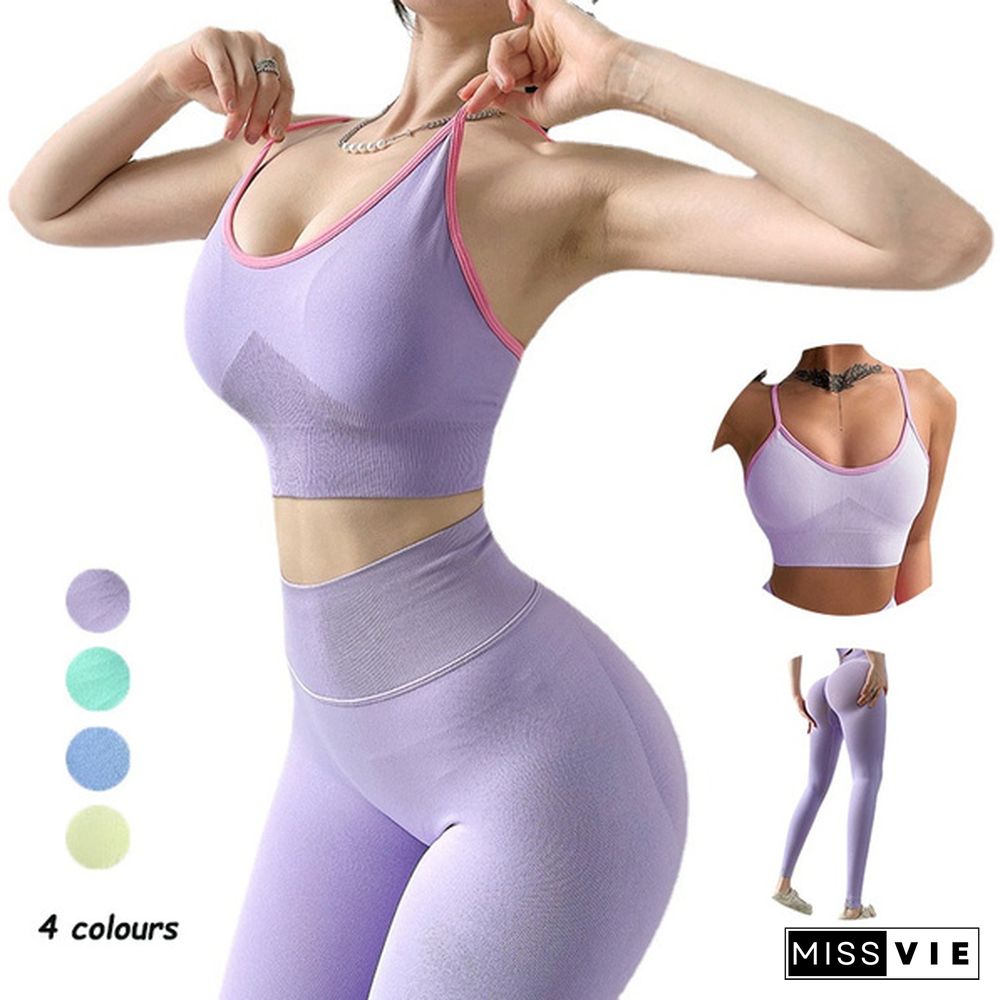 2 Piece Seamless Gym Set Yoga Pants Clothing Bra Leggings Workout Sportswear Fitness Ensembles Sports Wear Women Outfits