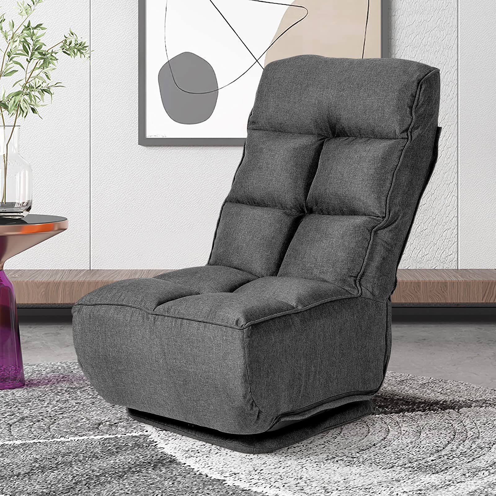 Giantex 360-Degree Swivel Lazy Sofa Floor Chair w/ 6 Adjustable Positions