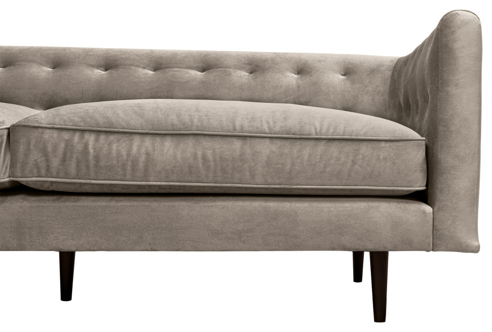 Annabelle 80 quotFossil Gray Velvet Sofa with Black Wood Legs   Modern   Sofas   by Armen Living  Houzz