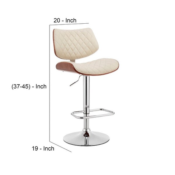 Metal and Faux Leather Adjustable Bar Stool