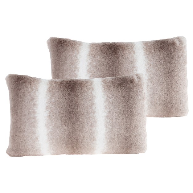 11x19 Plush Lumbar Pillows Set Of 2 Variegated Gray To White Pillow Inserts And Covers For Bedroom Or Living Room By Lavish Home