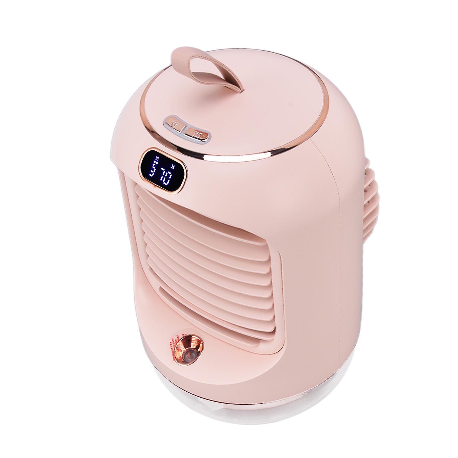 Mini Air Conditioner Humidifier Aromather 3 Gears 5 Blades USB Charging Night Light Water Cooling Fan Pink