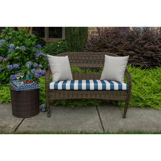 Sunbrella Striped 43.5 inch Striped Outdoor Settee Bench Cushion