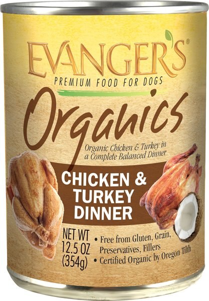 Evanger's Organics Chicken and Turkey Grain-Free Canned Dog Food