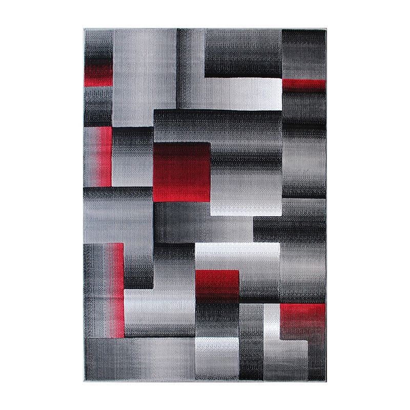 Masada Rugs Masada Rugs Trendz Collection 5'x7' Modern Contemporary Area Rug in Red， Gray and Black-Design Trz861