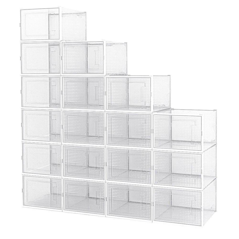 Yescom Clear Shoe Box Stackable Under Bed Storage 14x11x8