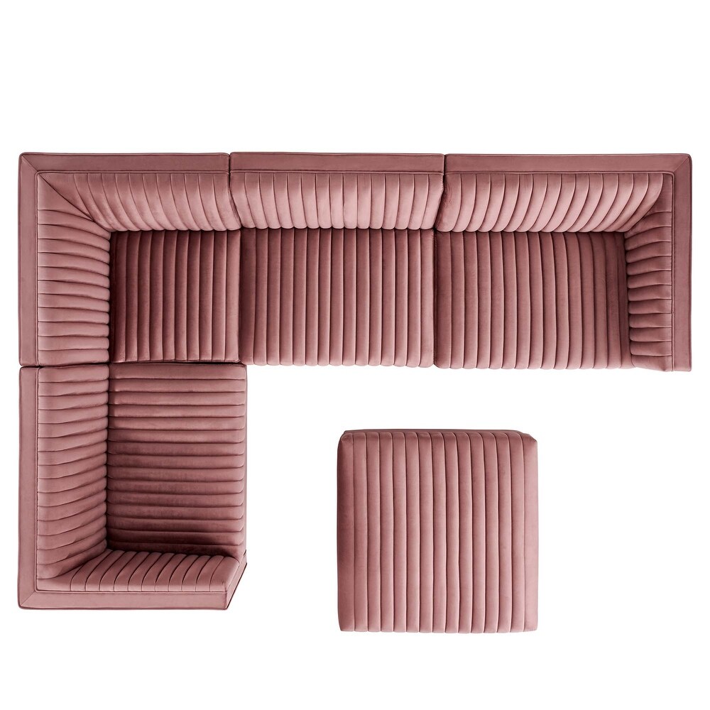 Sanguine Channel Tufted Performance Velvet 5 Piece Left Facing Modular Sectional Sofa