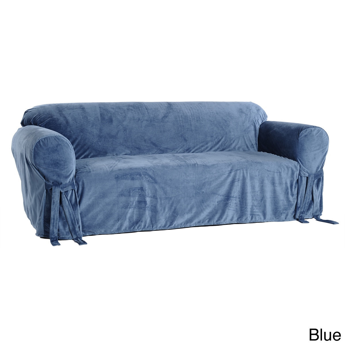 Microfiber Velvet Sofa Slipcover Blue