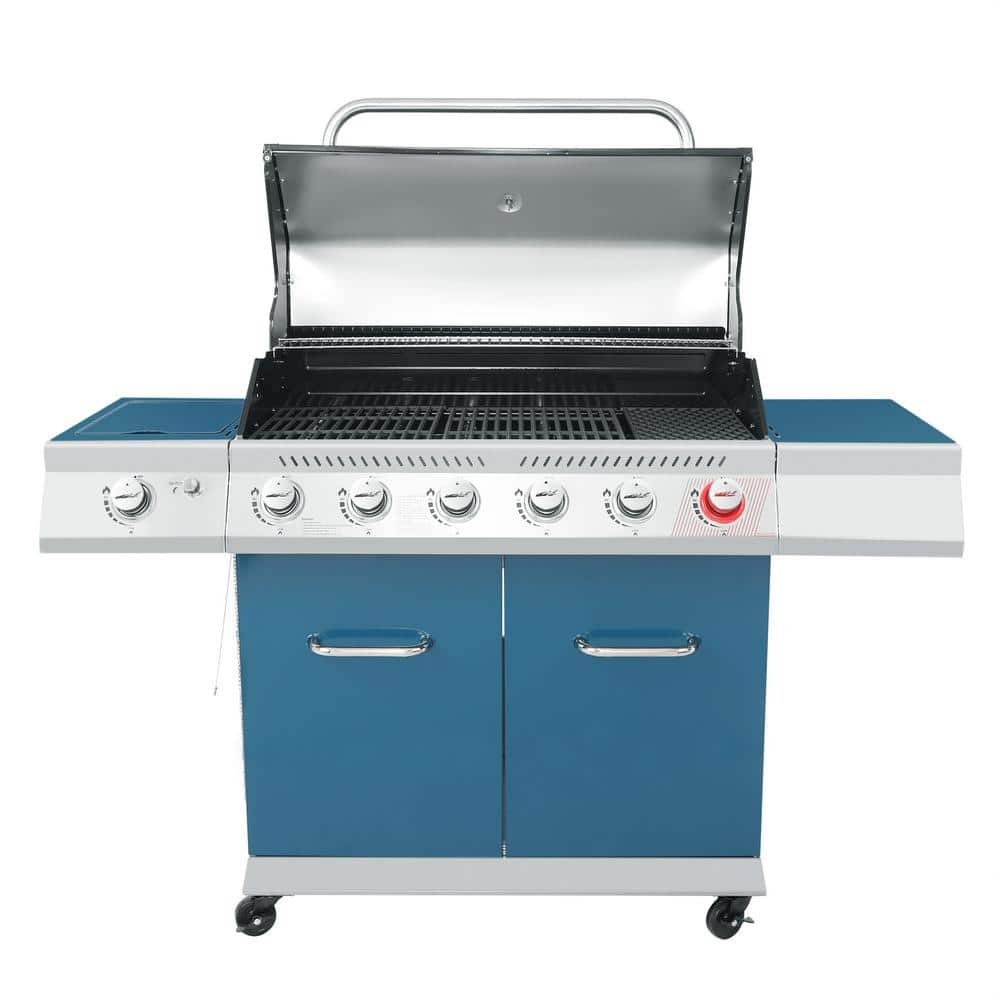 Royal Gourmet 6-Burner Propane Gas Grill in Blue with Sear Burner and Side Burner GA6402B