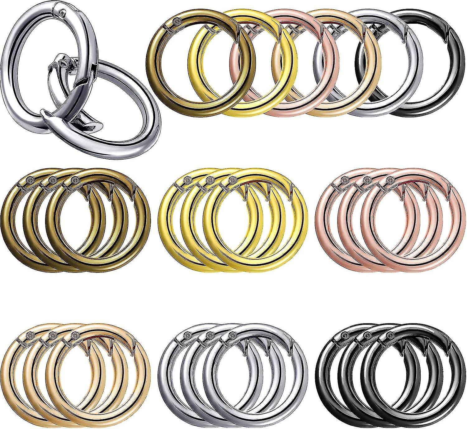 18 Pieces Spring O Rings Alloy Trigger Round Snap Buckle， 6 Colors Hook Clip Diy Accessories Spring Keyring Buckle For Keychains， Bag， Purse And Handb