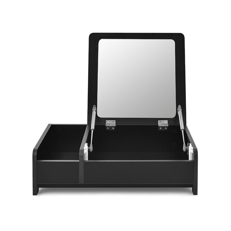 Compact Bay Window Makeup Dressing Table with Flip-Top Mirror