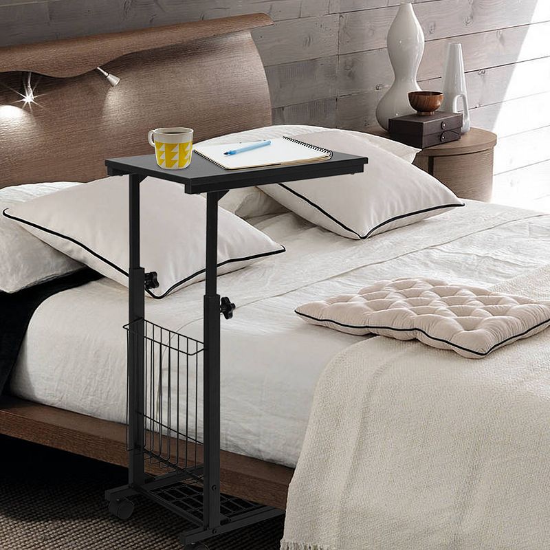 Rolling Height Adjustable Sofa End Side Table