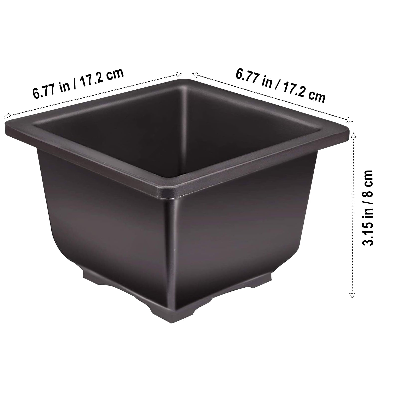 KINJOEK 15 PCS 6.7 x 6.7 x 3.15 Inch Plastic Bonsai Training Pots with Trays, Square Plant Pot Nursery Planter