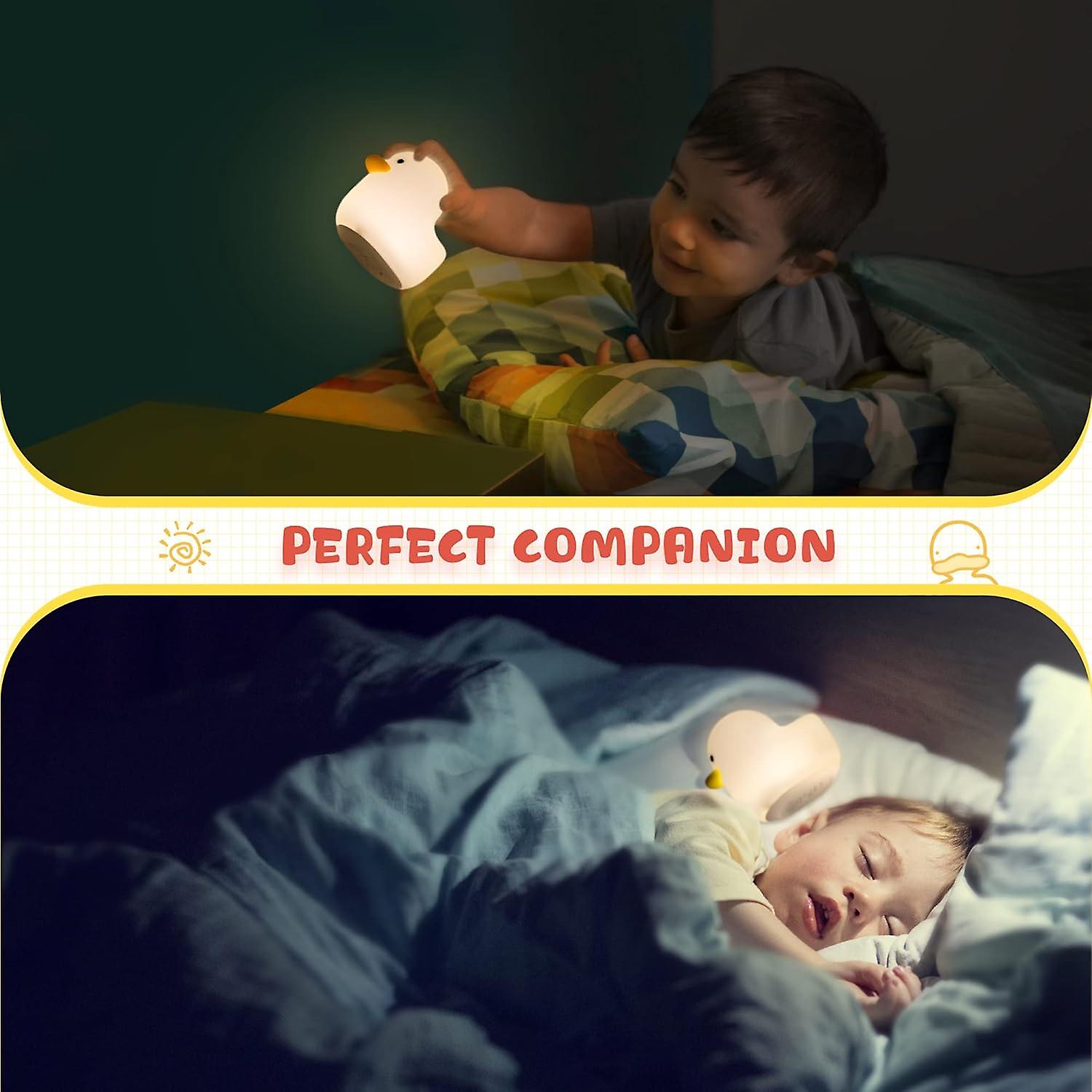 Cute Duck Animal Silicone Nursery Night Light Rechargeable Table Lamp Bedside Lamp With Touch Sensor For Baby Girls Women Bedrooms， Living Room