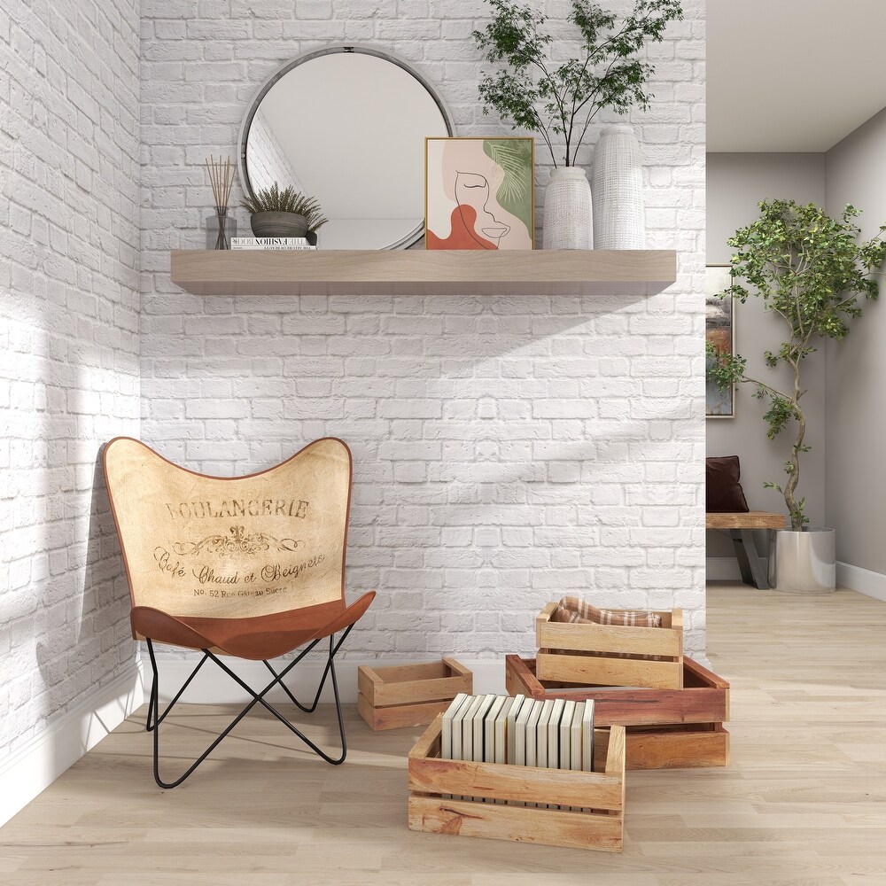 Brown Wood Handmade Storage Basket with Handles (Set of 4)   S/4 13\