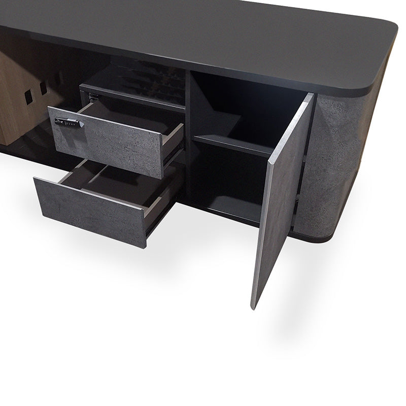 ASHTON Executive Desk Right Return 2.0M - Acacia Walnut + Grey