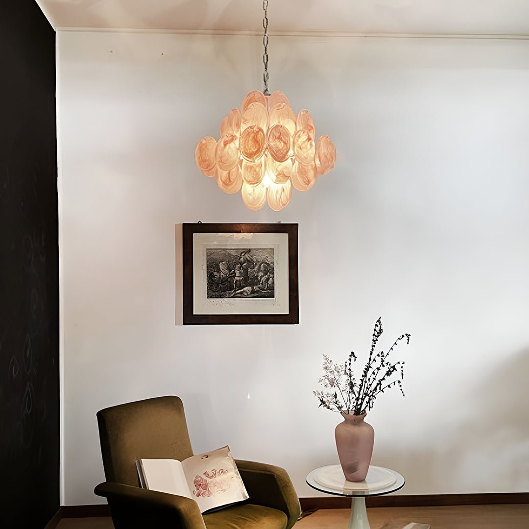 Murano Pink Disks Chandelier