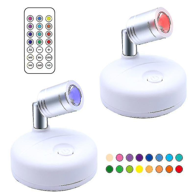 Wireless Spotlight Battery Operated Accent Lights With Remote， Led Rgb+w Puck Lights