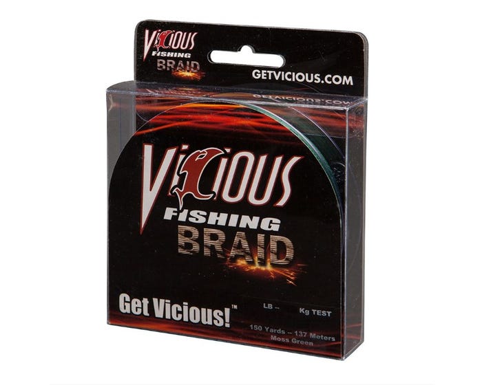 Vicious Fishing 15lb. Green Braid， 150 Yards - BPG15