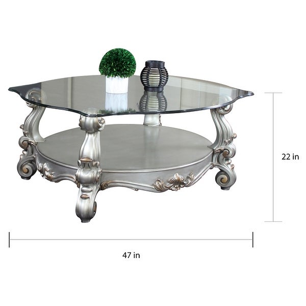 ACME Versailles Antique Platinum and Glass Coffee Table