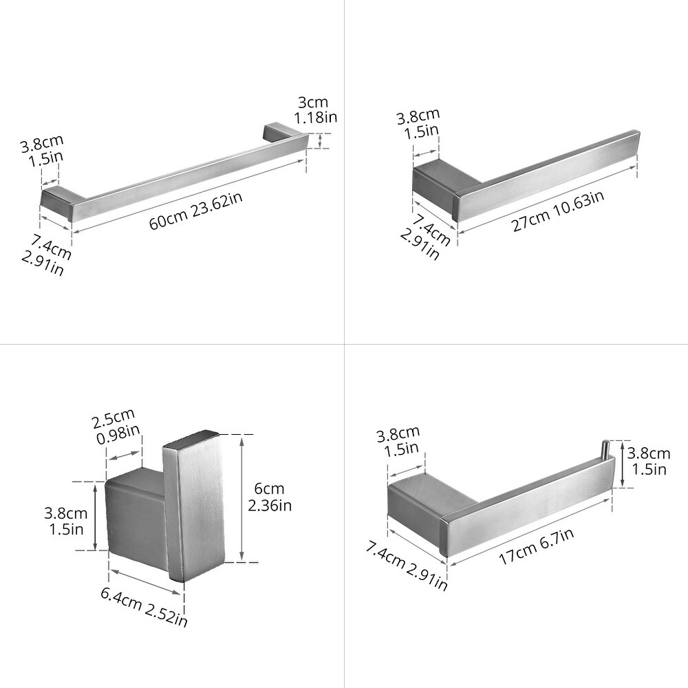 Silver Bathroom Towel Rack  Coat Hook Pendant Set