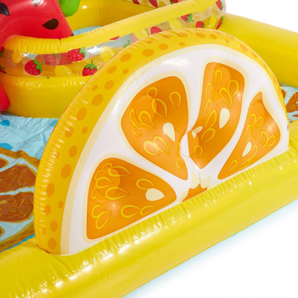 INTEX Yellow Plastic Fun  ft.N Fruity Inflatable Kiddie Pool Play Center and Fun Ballz 100 Pack 57158EP + 49602EP