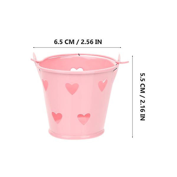 6pcs Small Metal Bucket With Handle Hollow Buckets Candy Bucket For Party Favors