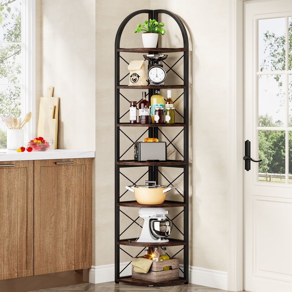 6 Tier/7 Tier Corner Shelf  Tall Corner Bookshelf  Freestanding Display Book Shelf