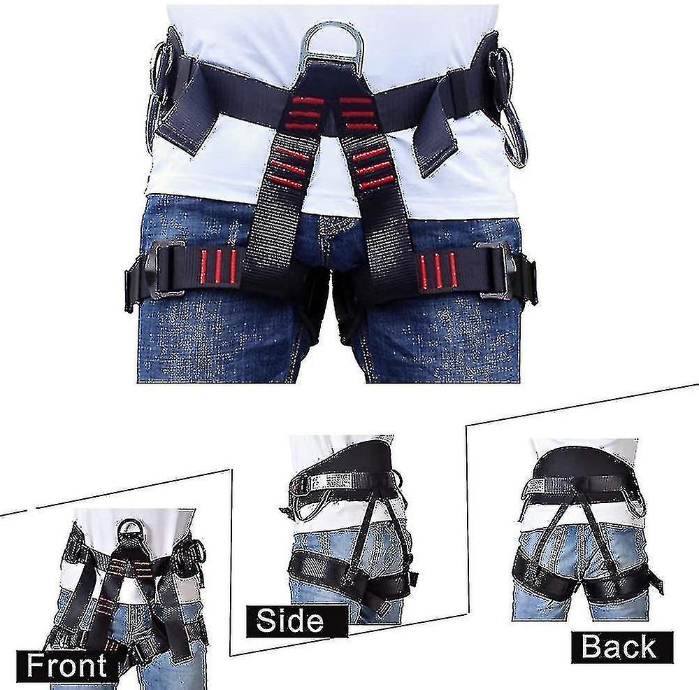 Adjustable Thickness Climbing Harness Half Body Harnesses For Fire Rescuing Caving Rock Climbing Rappelling Tree Protect Waist Safety Belts (black) -