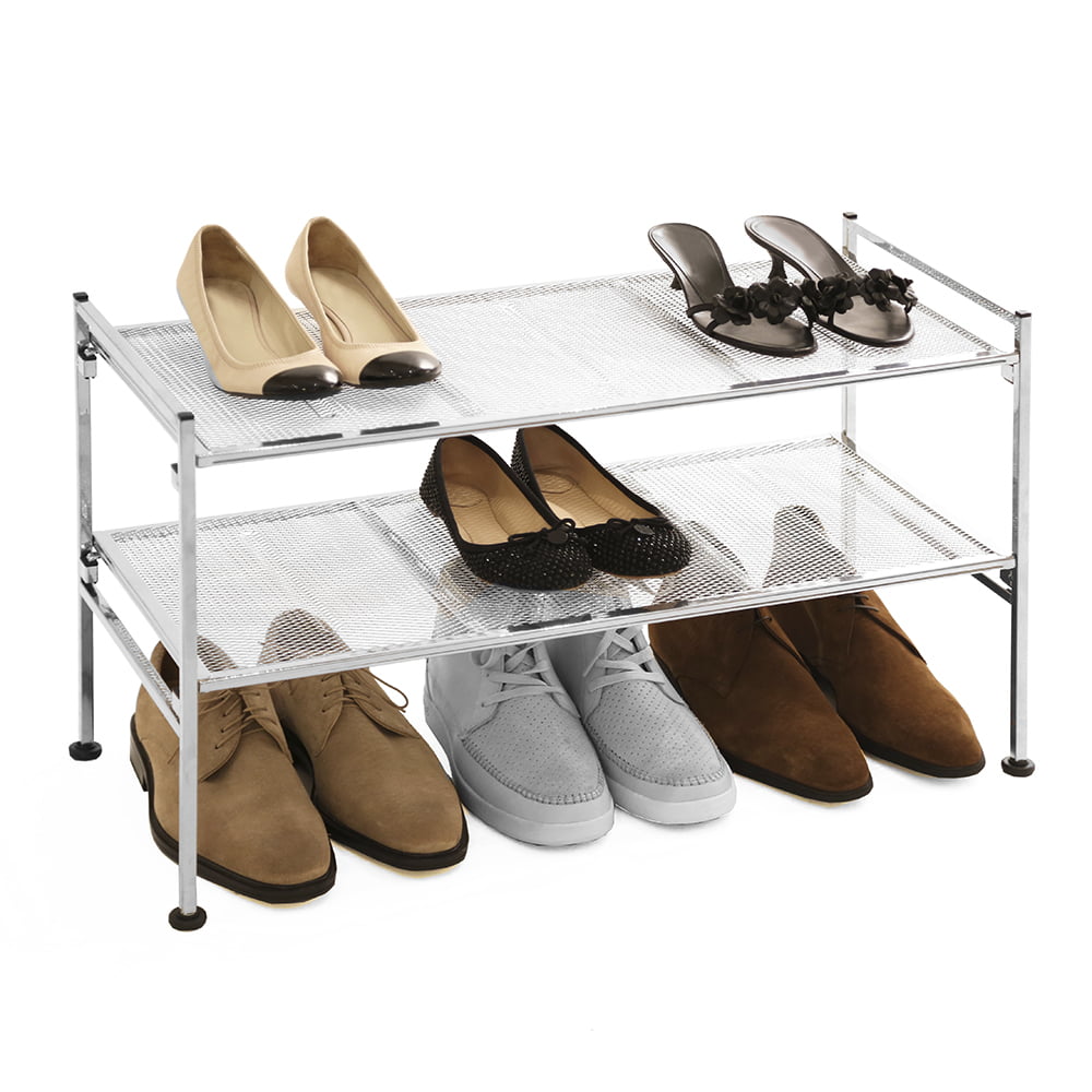 Seville Classics 2-Tier Steel Mesh Utility 9-Pair Shoe Rack， 26.25