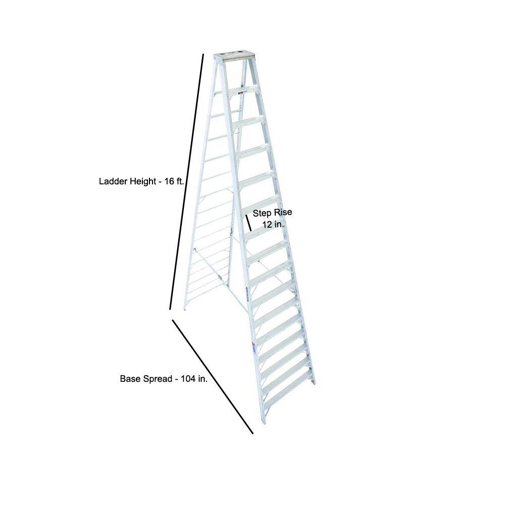 Werner 16 ft. Aluminum Step Ladder with 300 lb. Load Capacity Type IA Duty Rating 416