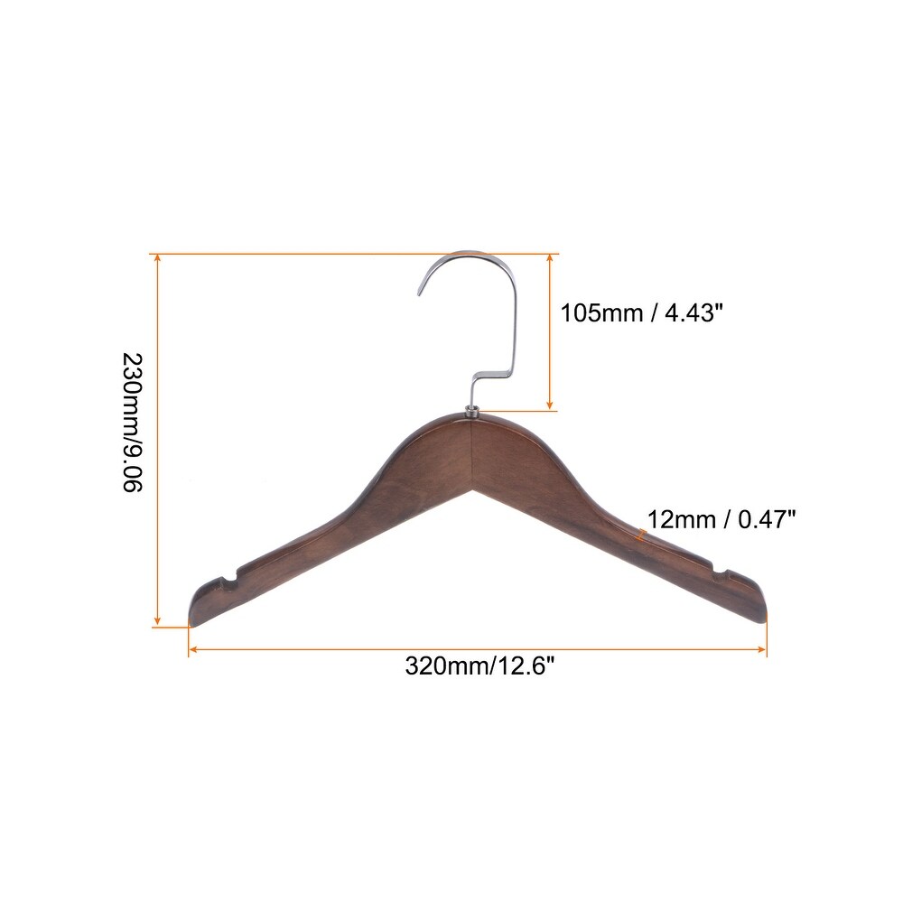 2pcs Retro Wooden Clothes Hangers with Stainless Steel Hook