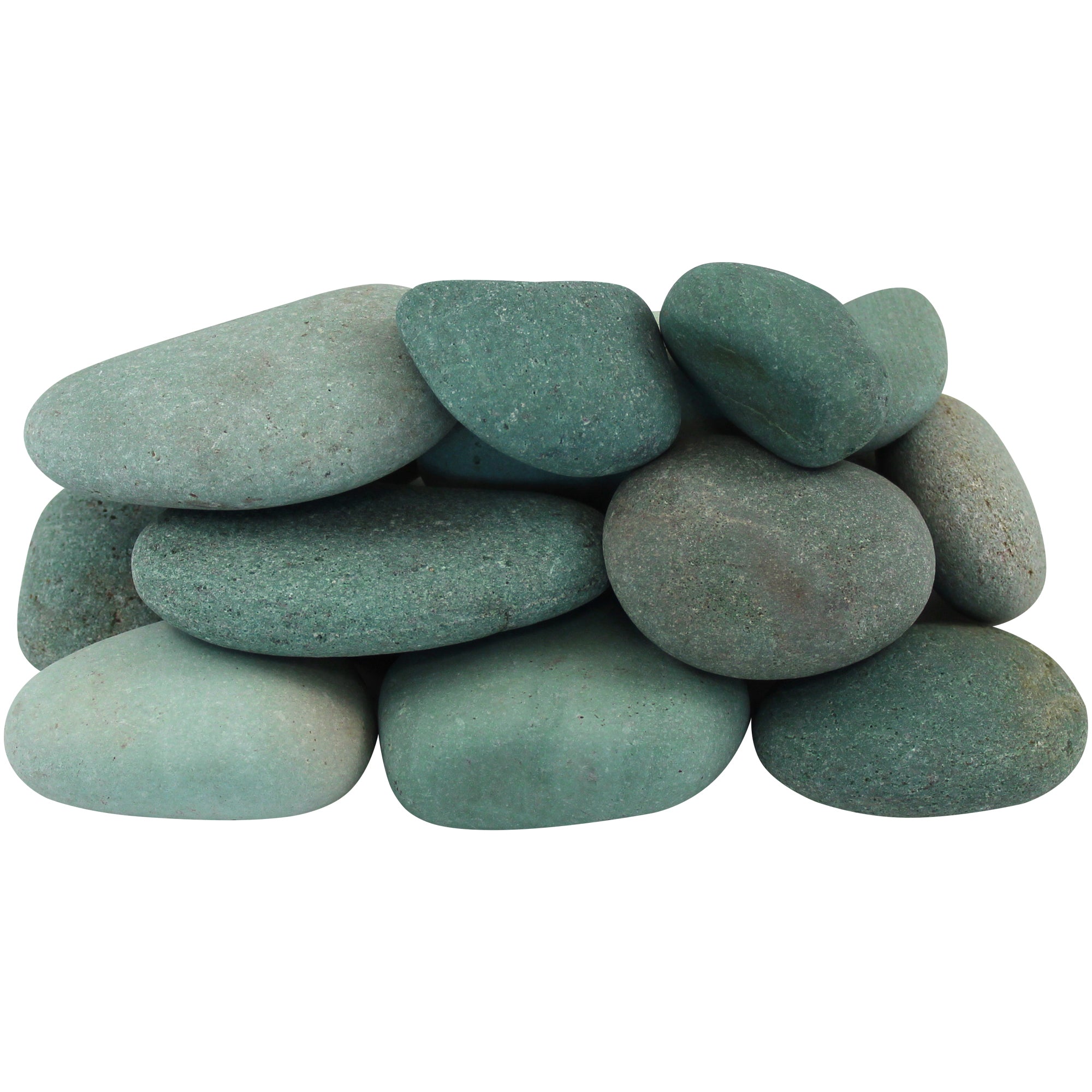 Rainforest Outdoor Decorative Natural Stone, Beach Pebbles, Green, 2-3