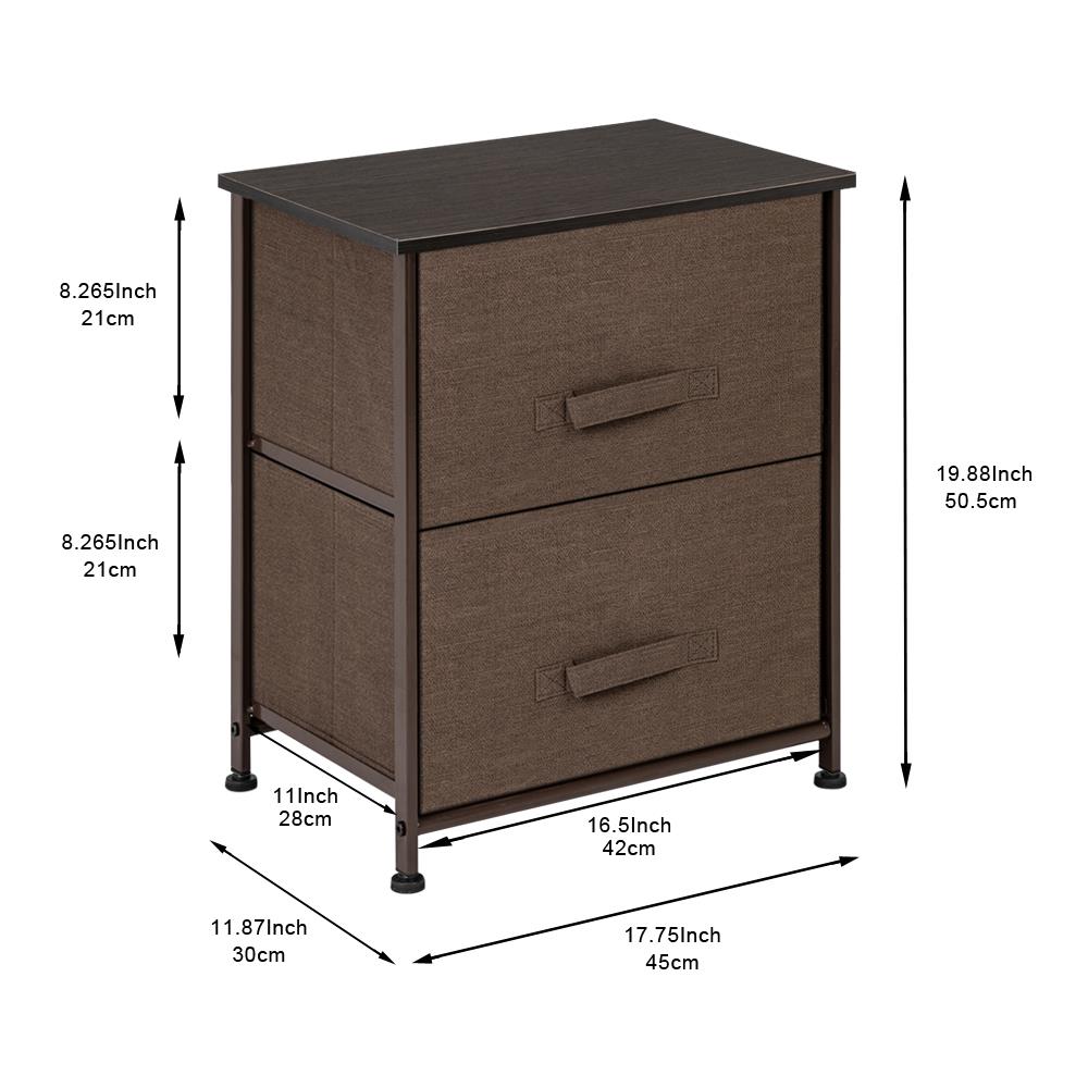 Zimtown Nightstand with 2 Drawers - Bedside Furniture and Accent End Table Chest Brown