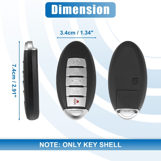 Unique Bargains Car Key Fob Shell 5 Button Keyless Entry Housing For Nissan Altima 2013 2018 Black 1 Pc