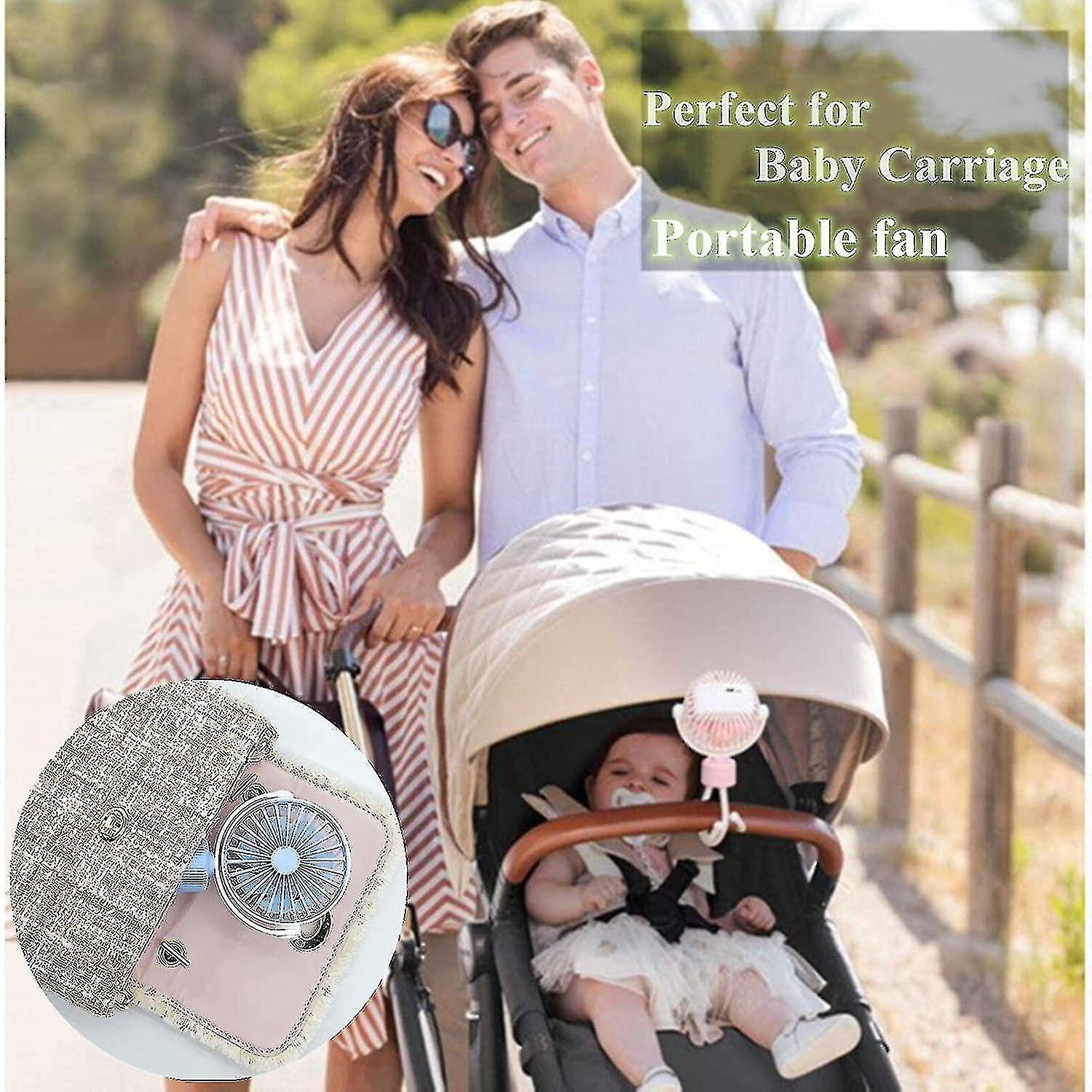 Portable Stroller Fan Clip On For Baby， Mini Personal Handheld Usb Rechargeable Fan For Stroller Bedroom Car Seat Crib Bike Tent Beach Treadmil