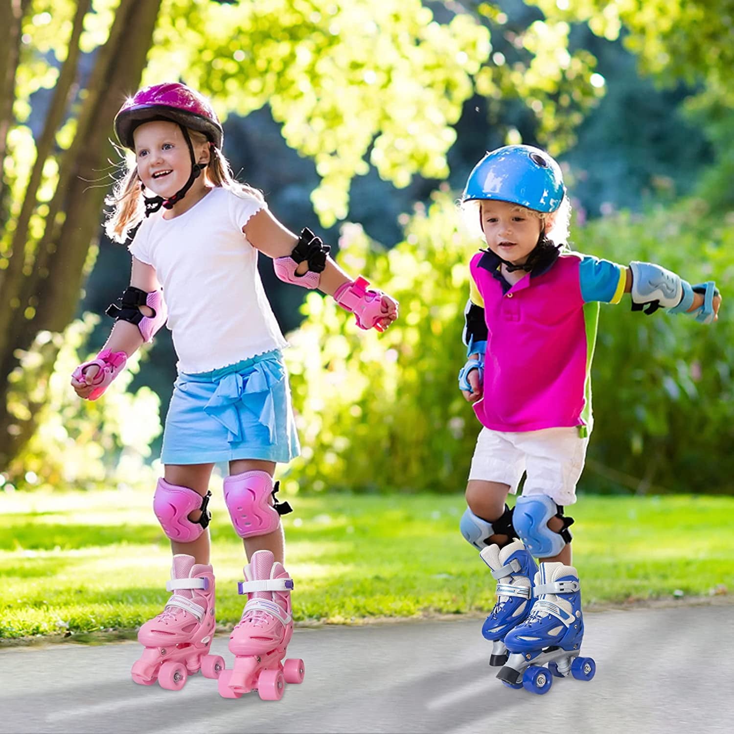 Nattork Kids Roller Skates for Girls Boys 4 Sizes Adjustable for Sports Toys