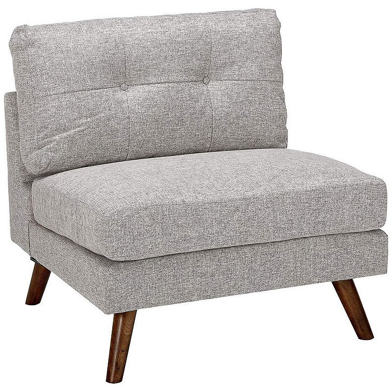 Fabric Upholstered Armless Chair with Tufted Back and Splayed Legs， Gray